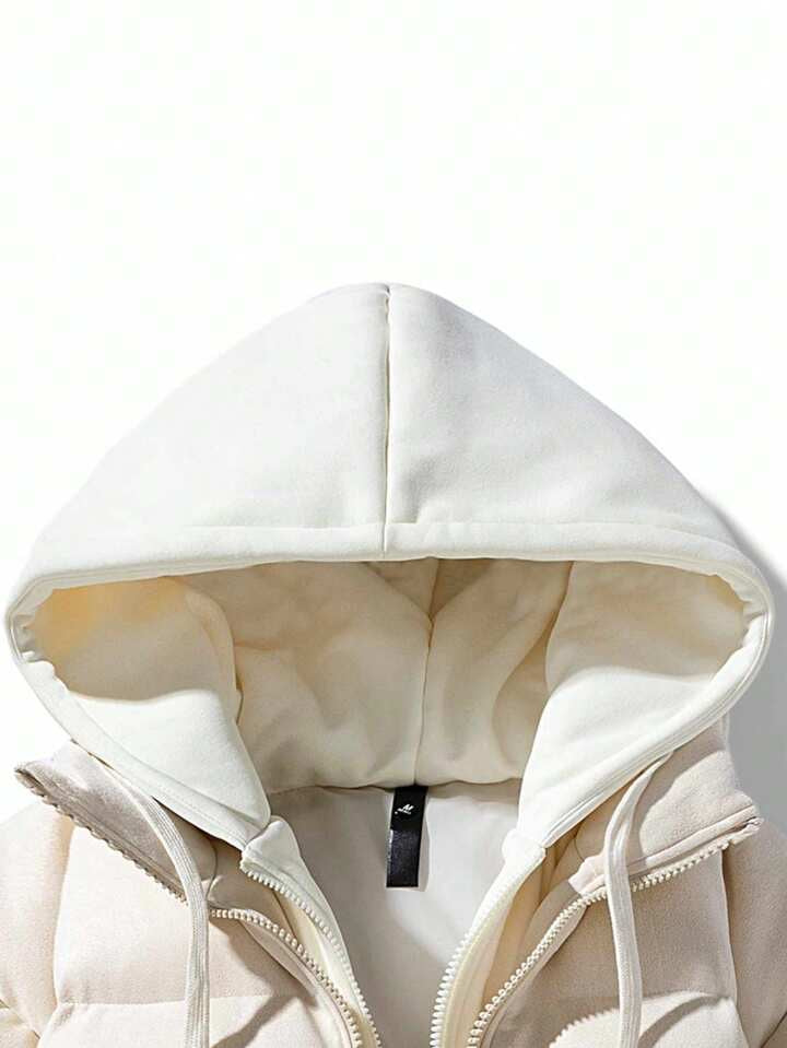 Mens Beige hooded puffer