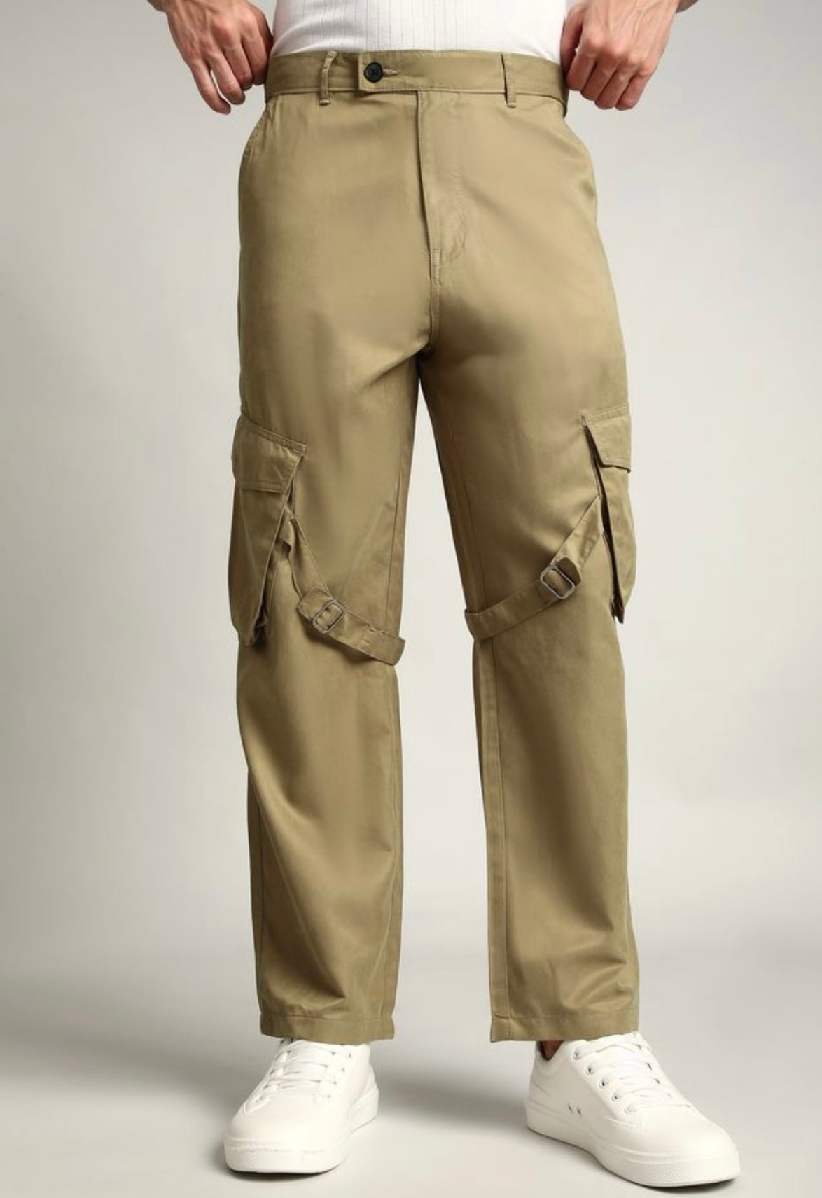 BEIGE Belted Cargo Pants