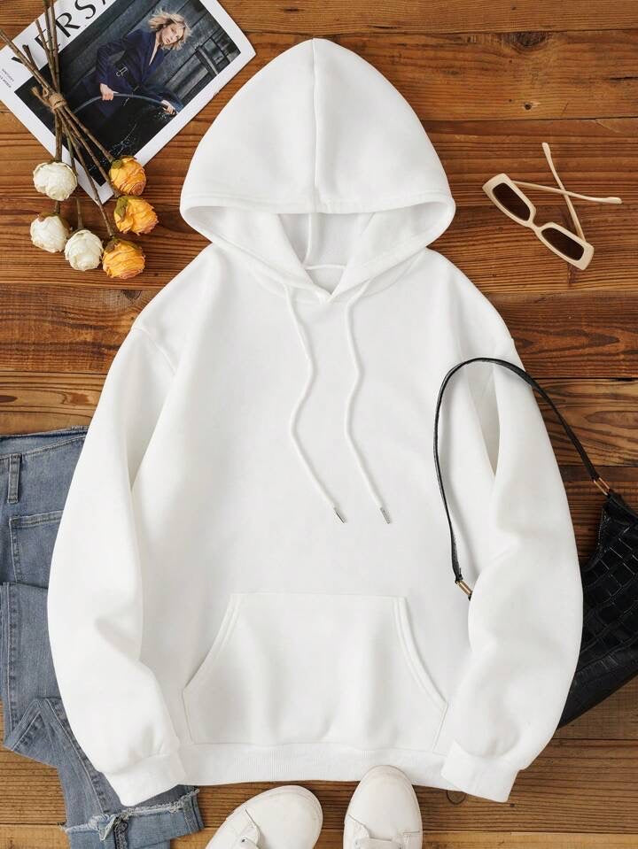 Kangaroo Pocket Solid Thermal Lined Hoodie