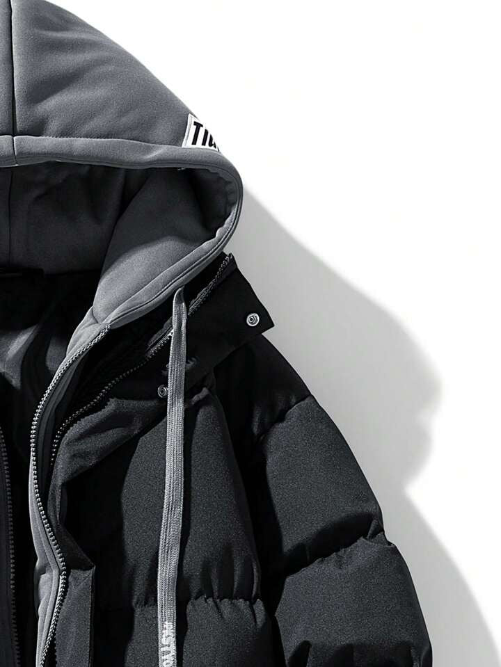Mens Black hooded puffer