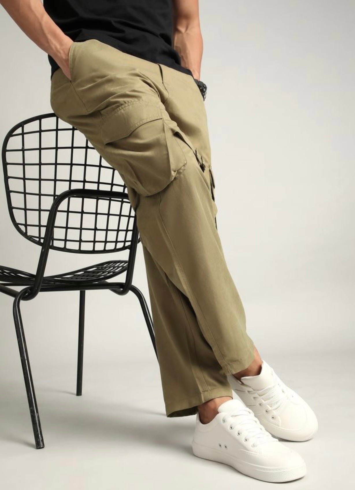 BEIGE Belted Cargo Pants