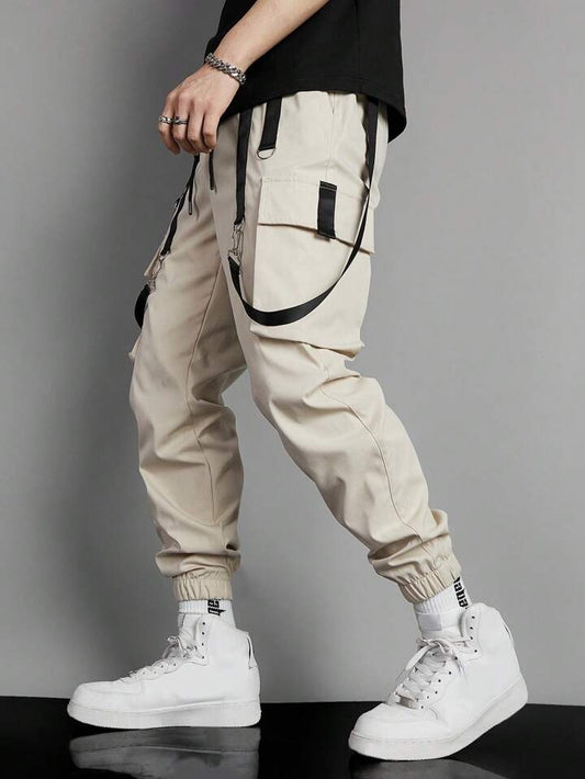 Manfinity EMRG Men Buckle Tape Flap Pocket Cargo Pants