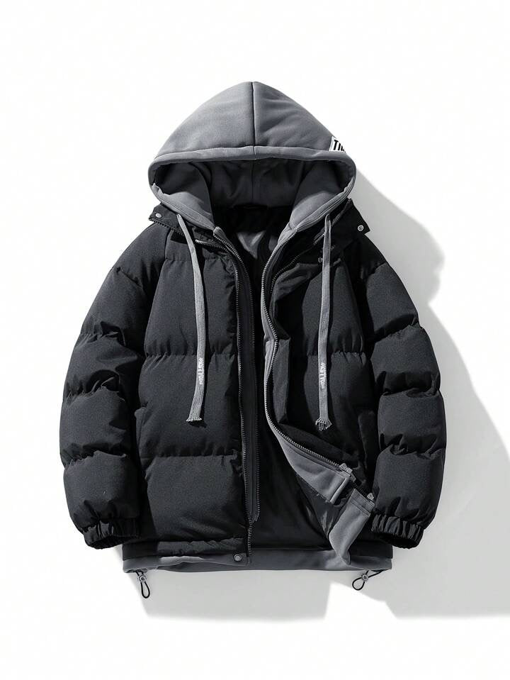 Mens Black hooded puffer