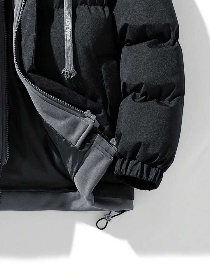 Mens Black hooded puffer