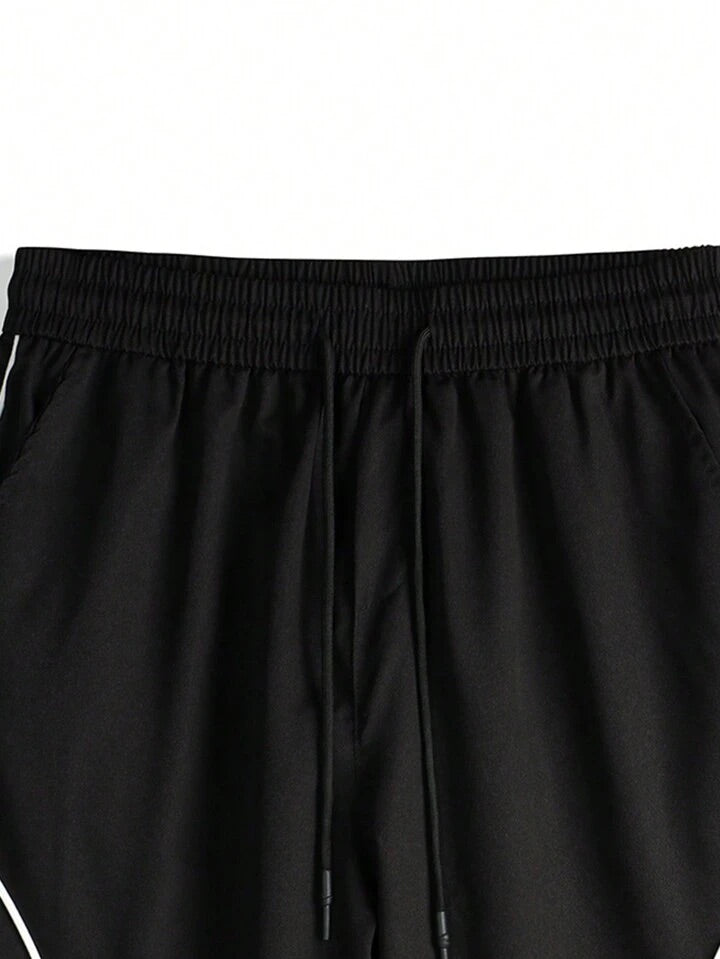 Loose-Fitting Men's Casual Patchwork Pants With Side Seam And Flip Pockets