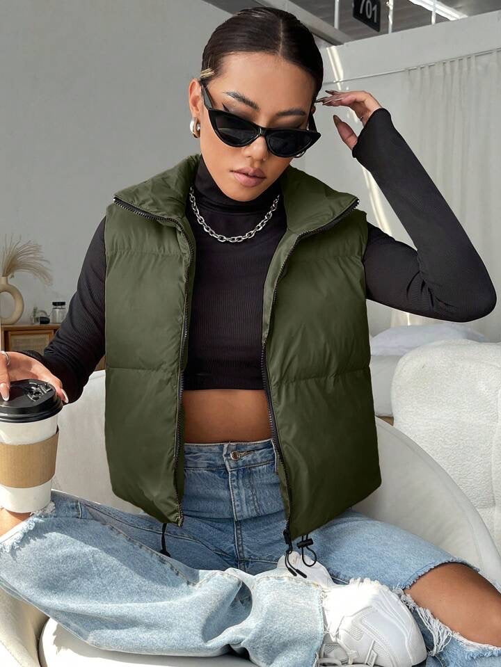 Zipper Vest Puffer Coat
