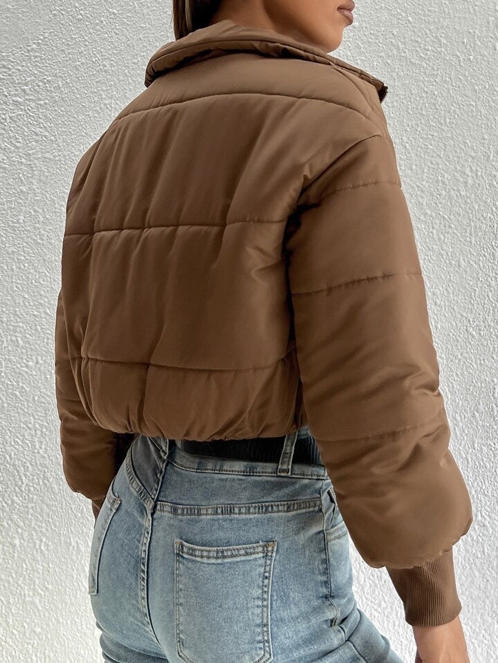 Zip Up Crop Puffer Coat