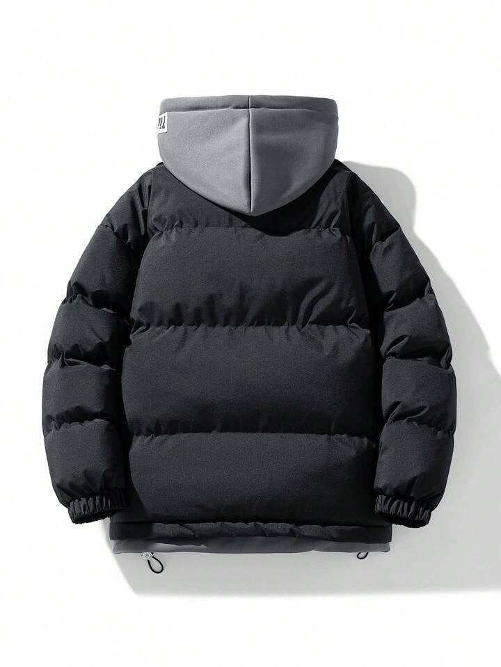Mens Black hooded puffer