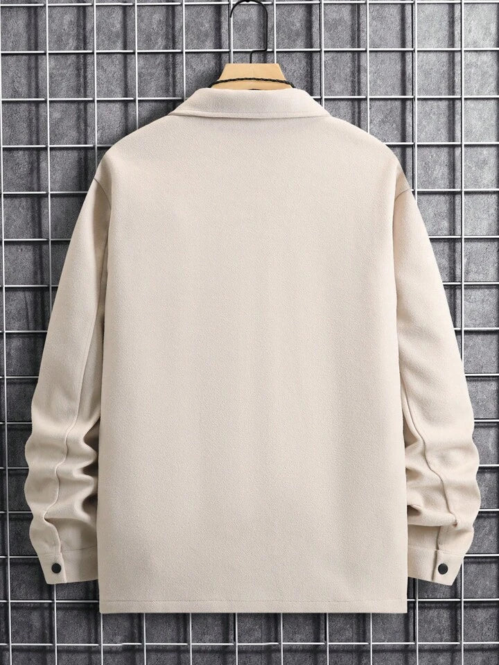 Men Flap Pocket Button Front Overcoat