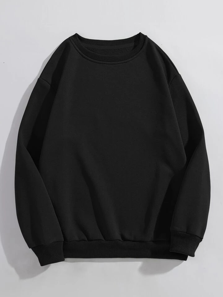 Plus Solid Round Neck Sweatshirt