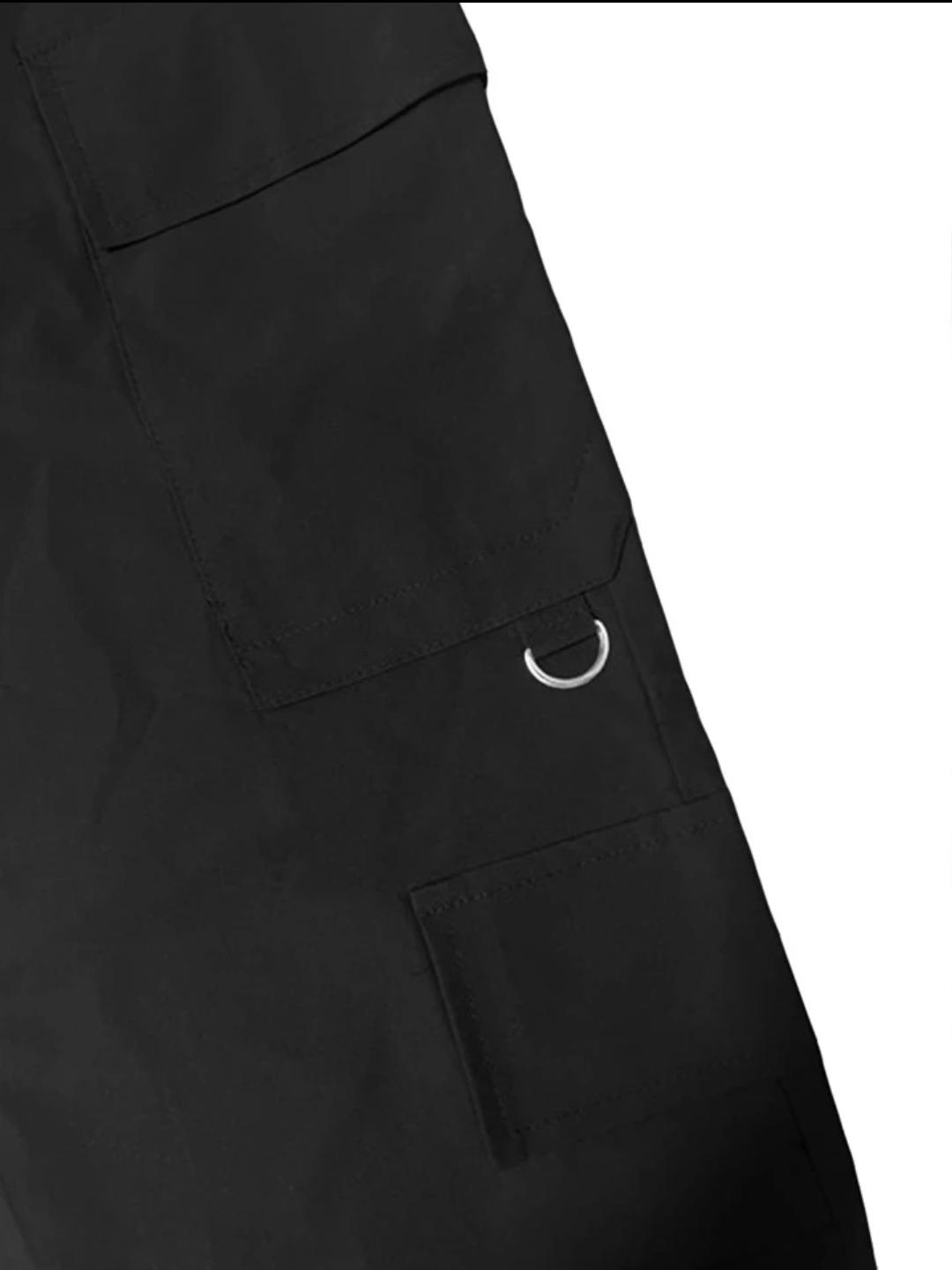 Men Drawstring Waist Flap Pocket Cargo Pants