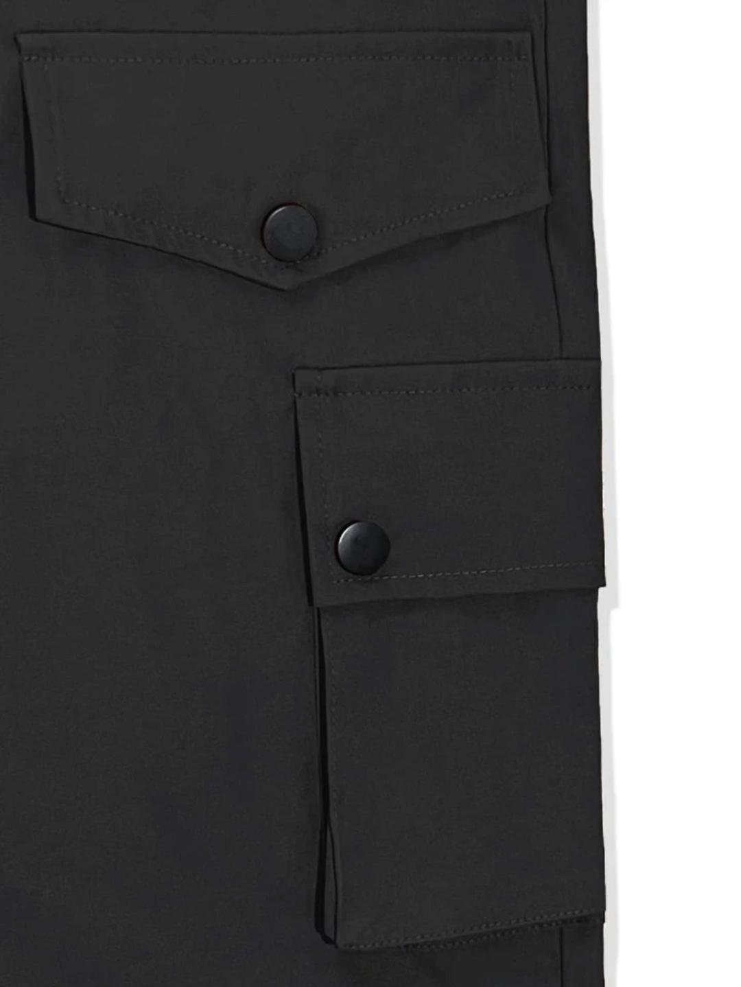 EMRG Men Flap Pocket Drawstring Waist Cargo Pants