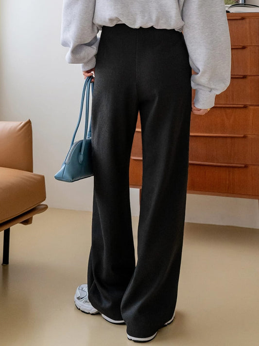 High Waist Slant Pocket Fold Pleated Pants