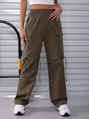 O-Ring Detail Flap Pocket Side Cargo Pants