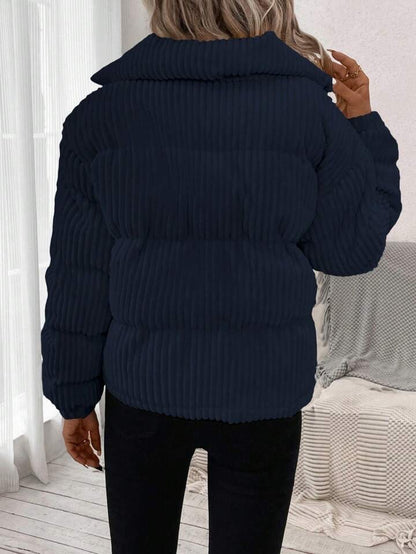 Zip Up Corduroy Puffer Coat