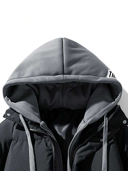 Mens Black hooded puffer