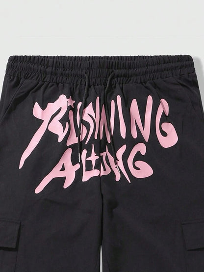Printed wide leg cargo