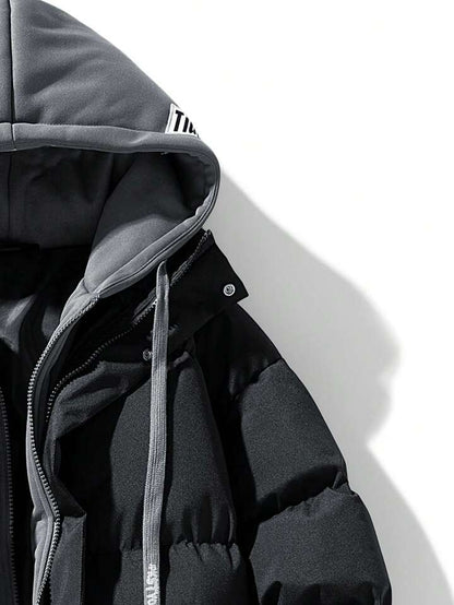 Mens Black hooded puffer