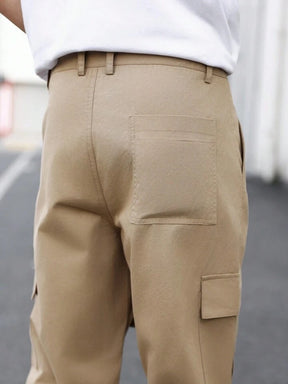 Men's Solid Color Cargo Trousers With Pockets