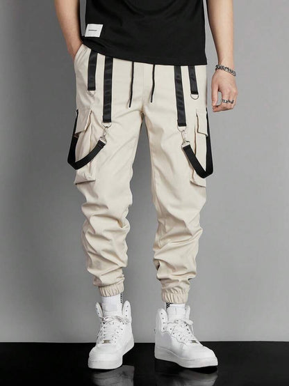 Manfinity EMRG Men Buckle Tape Flap Pocket Cargo Pants