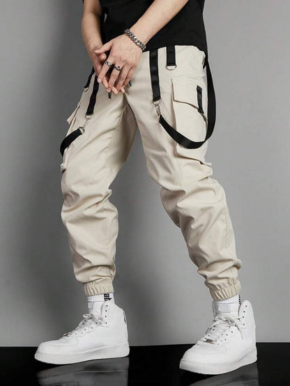 Manfinity EMRG Men Buckle Tape Flap Pocket Cargo Pants