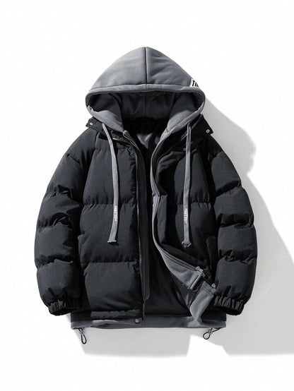 Mens Black hooded puffer