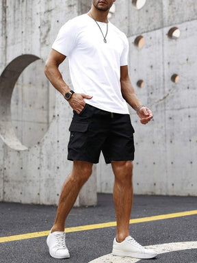 Loose-Fit Men's Cargo Shorts With Flap Pockets, Side Drawstring Waist