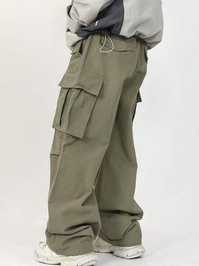 Loose Fit Men's Cargo Pants With Flap Pockets And Drawstring Waist