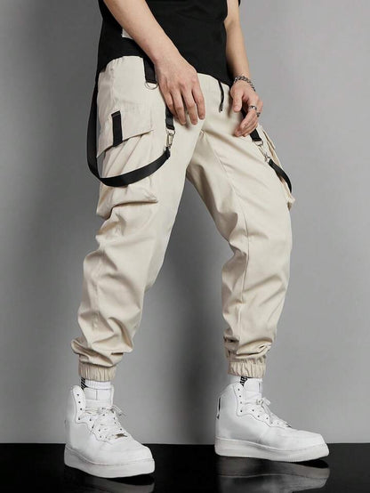 Manfinity EMRG Men Buckle Tape Flap Pocket Cargo Pants