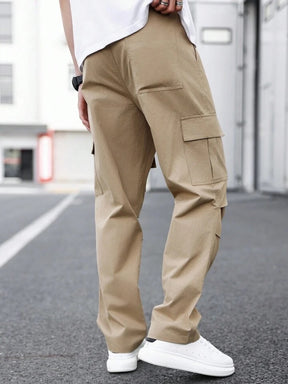 Men's Solid Color Cargo Trousers With Pockets