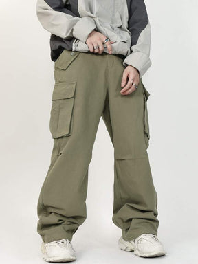 Loose Fit Men's Cargo Pants With Flap Pockets And Drawstring Waist