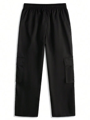Loose-Fitting Men's Casual Patchwork Pants With Side Seam And Flip Pockets