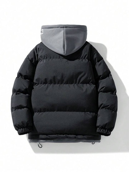 Mens Black hooded puffer