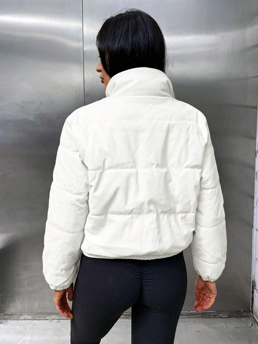 Zip Up Snap Button Puffer Coat