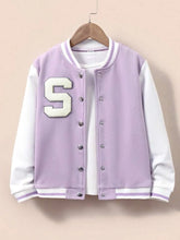 Patched Striped Trim Varsity Jacket Without Tee