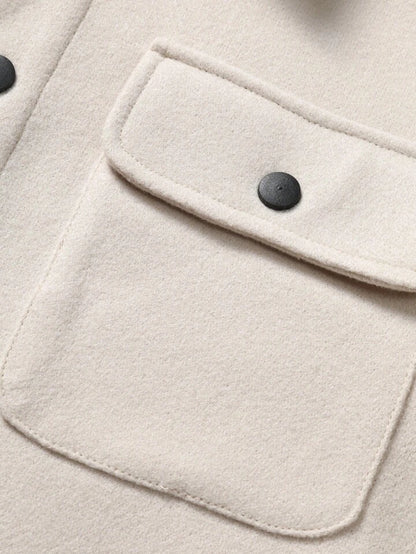 Men Flap Pocket Button Front Overcoat