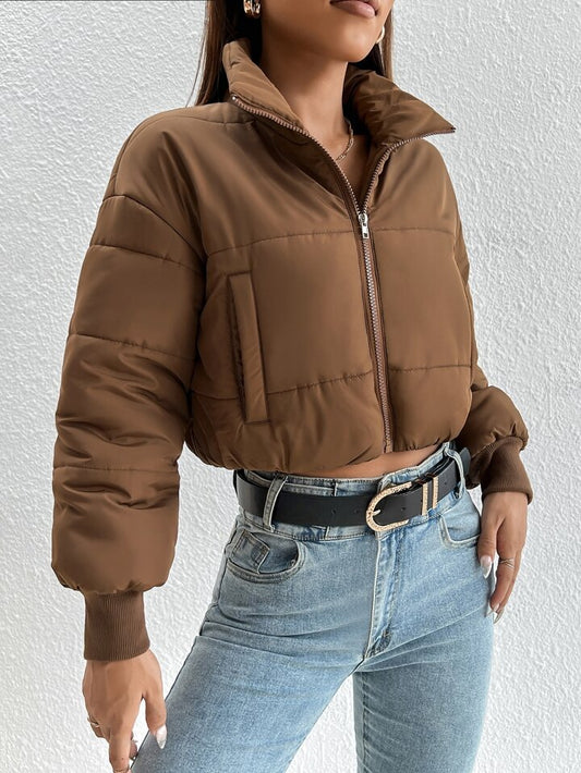Zip Up Crop Puffer Coat