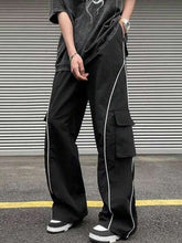Loose-Fitting Men's Casual Patchwork Pants With Side Seam And Flip Pockets
