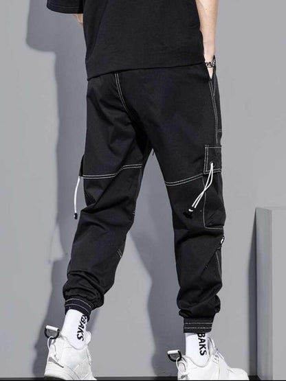 Hypemode Men Top-stitching Slant Pocket Cargo Pants
